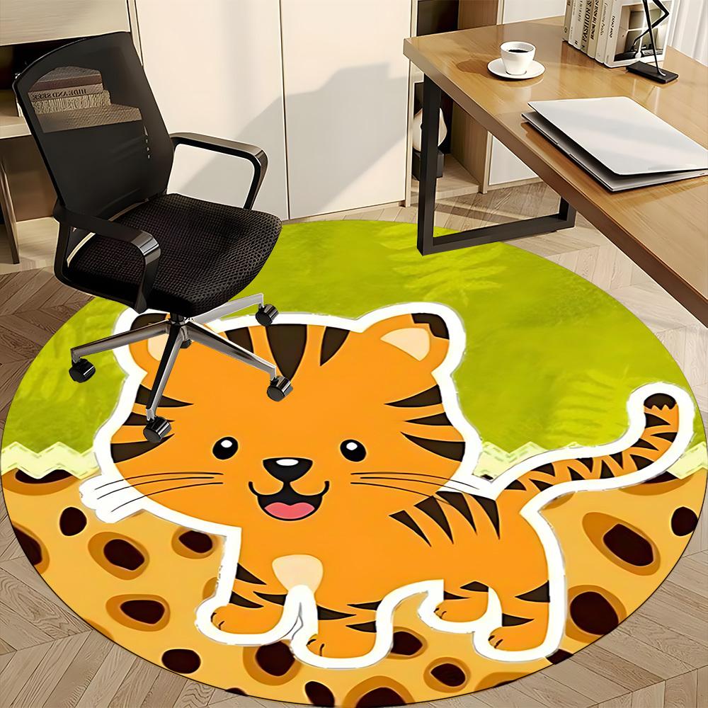 1pc Tiger Print Chair Carpet for Office, Soft Comfortable Mat For Office, Living Room, Bedroom, Machine Washable Carpet Yy251112005