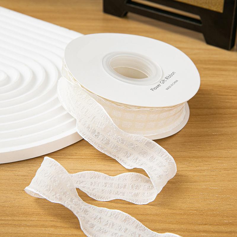 10yards Polyester For Dress Skirts Pleated Ribbon 2.5cm Gift Bow DIY Puff Wave Edge Colorful Cake Box Ribbon Plaid Satin Ribbons