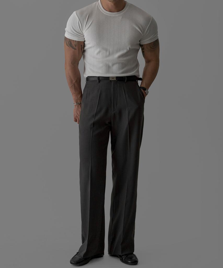 Baulopeulodeogteu Summer Semi-Flare Slacks [Charcoal]