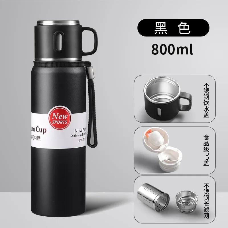 Large Capacity 1500ml Coffee Thermos Vacuum Bottle with Tea Filter Travel Stainless Steel Vacuum Flasks Cup Keep Hot Cold 1L