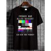 Schwarzes T-Shirt mit Retro-TV-Testbild und deutschem Text für nostalgische Mode Freizeitkleidung