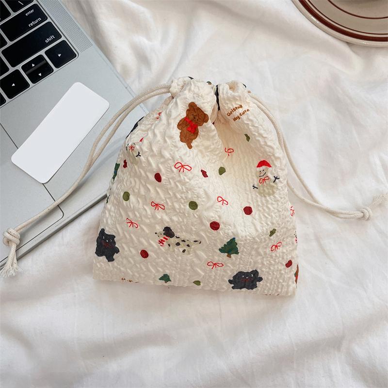 1PC Drawstring Sundry Storage Bag Cartoon Drawstring Bag Bear Multi-Functional Cloth Bag Dustproof Portable Organiser Multi-Style
