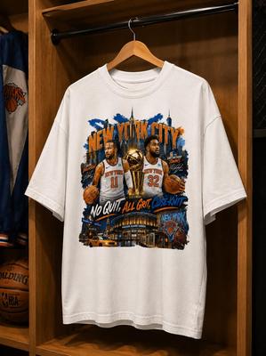New York Knicks Oversized T-shirt, Jalen Brunson Karl-Anthony Towns Vintage Grafisch T-shirt