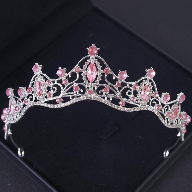 Diademi e Corone di Cristallo Rosa Diadema Corona Strass per Ballo di Fine Anno per Donne Accessori Capelli Sposa Matrimonio Gioielli Corona Tiara Regalo