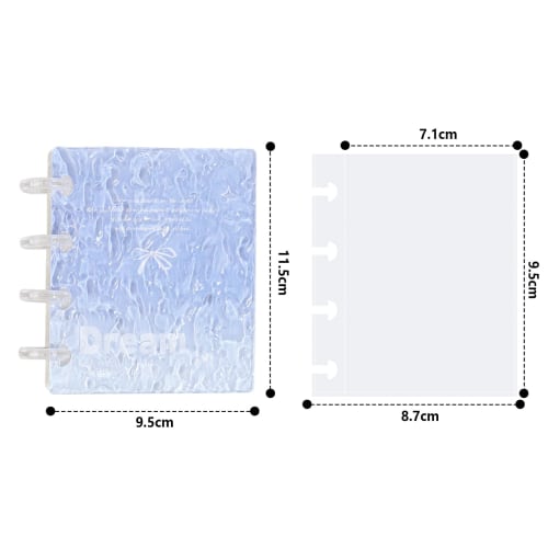 seimeinoki Trading Card Case, Beautiful Water Ripple Design, Transparent, Collectible Book, 4-Hole Mushroom Binder, Card File, Holds 20 3-Inch Photos,