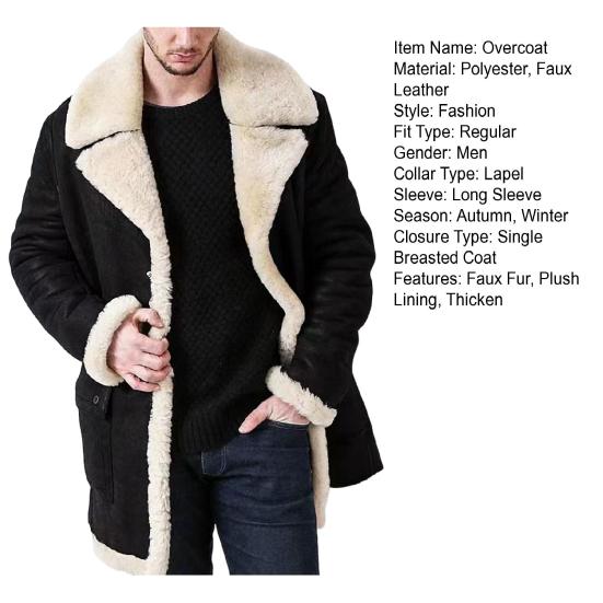 Pánský kabát z umělé kožešiny s integrovanou plyšovou podšívkou, zesíleným klopovým límcem, odolný proti chladu, evropský styl, s klopami z umělé kůže, bunda, kabát, streetwear