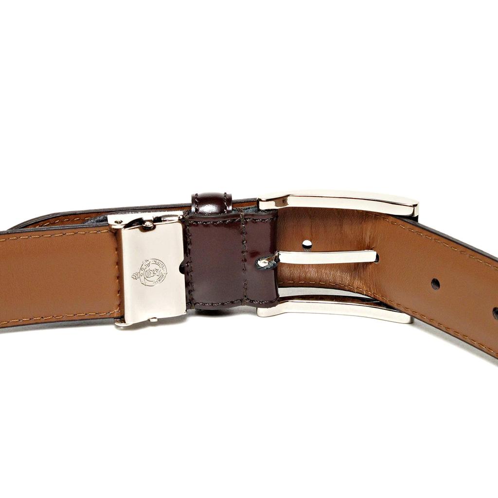 [KIETH] Smooth Leather Glass Finish Belt for Men, Dark Brown, Business, Adjustable Size, Over 50 Years of History and Craftsmanship, Made in Japan,