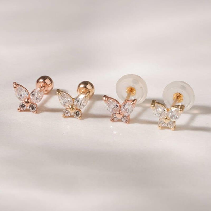 JEWNEL 14K Mini Bold Butterfly Piercing Earrings