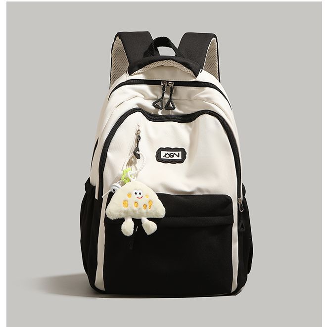 

German high-end contrasting color backpack 2025 new versatile large-capacity backpack women s junior high school high-value schoolbag чорний