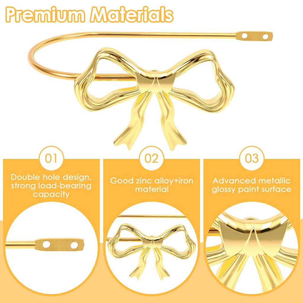 2Pcs Curtain Holdbacks Metal Bow Curtain Holdback Window Decor Finish Wall Hooks for Office Home Bedroom Luxe Drapes Tie Back