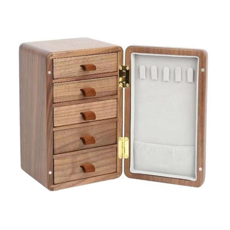

Elegant Storage Organizer for Women 5Drawers Jewelry Organizer Wood Necklace Rings Storage Box Unique Organiser Home Use 1