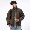 M-XL Spring and Autumn Men's Leather Jacket Season New Large Size Jacket Men's Lapel PU Leather Jacket Men's Corduroy Loose Trend Brand