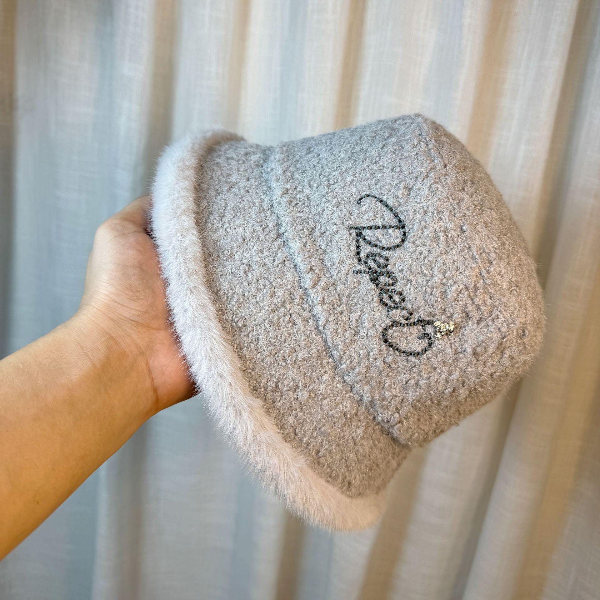 

Новая панама женская осенне-зимняя модная флисовая теплая шляпа-ведро из норкового меха ONE SIZE серый