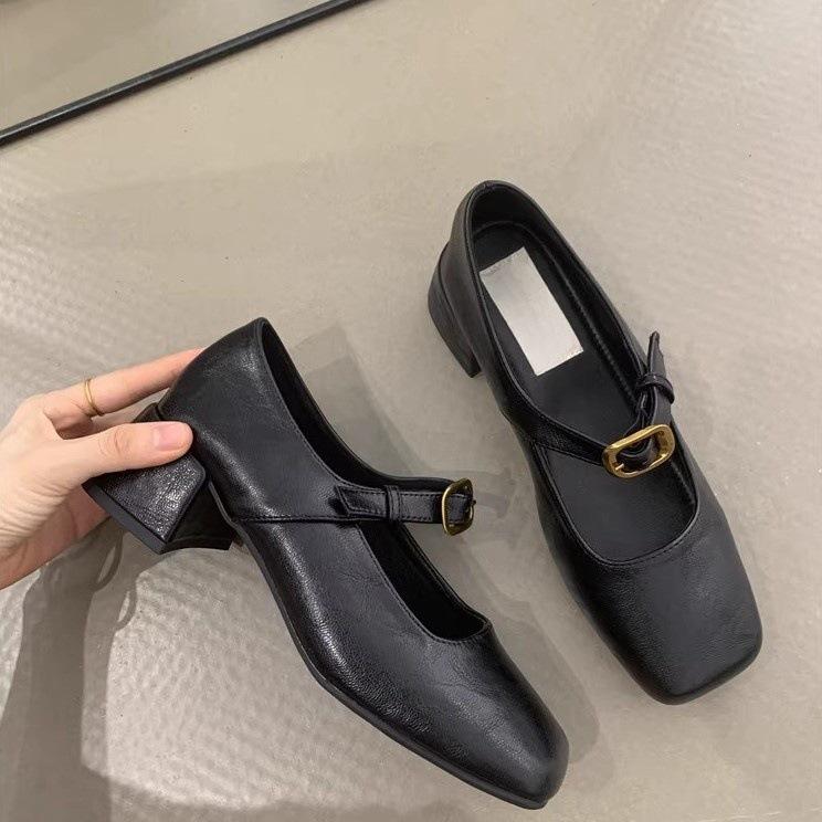 Retro Mary Jane Shoes Women's Autumn 2025 New Temperament Elegant Buckle Thick Heel High Heel Evening Shoes Women