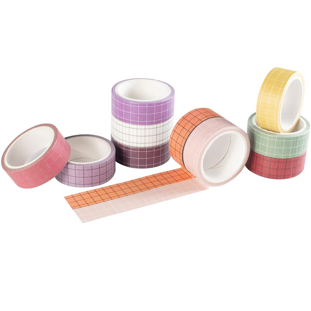 Plaid Masking Tape Set of 10 Creative Colorful Washi for DIY Crafts Rolls, Tape, Women's Style, Packaging, (Tulip)