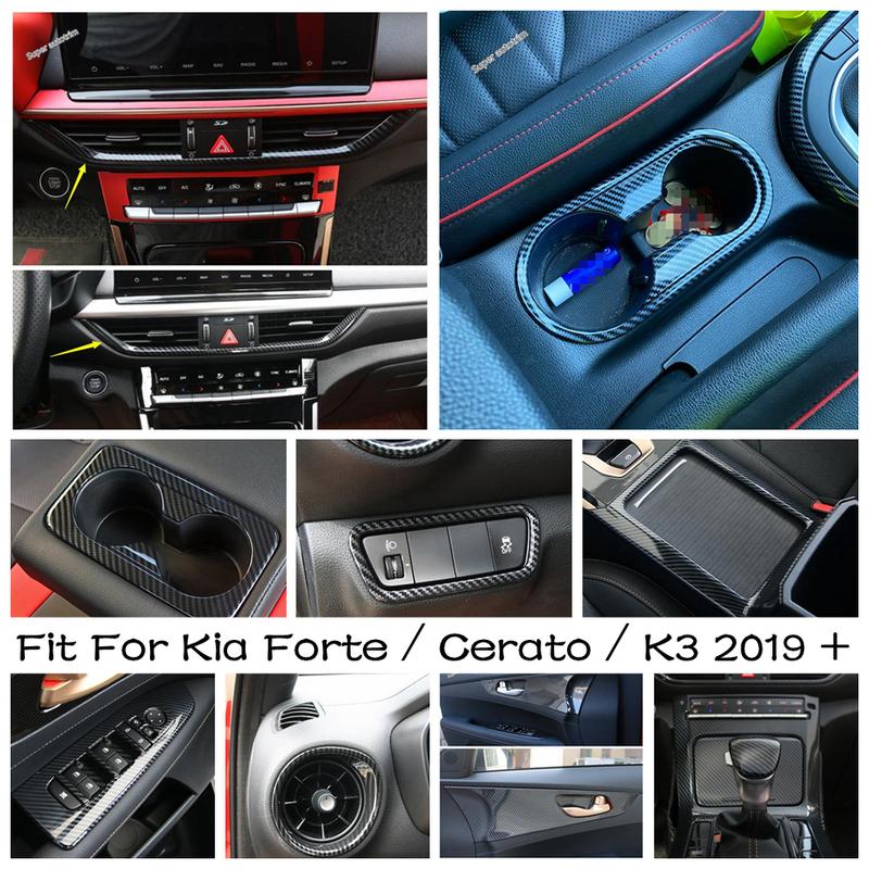 Head Light / Window Lift / Gear Shift Panel Cover Trim For Kia Forte / Cerato / K3 - Carbon Fiber Interior Accessories