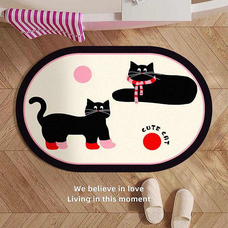 

Милый ретро маленький черный кот мягкий Dialgae Mud коврик для ванной комнаты нескользящий впитывающий быстросохнущий коврик коврик для туалета и душа 40 * 60 (soft diatom mud)