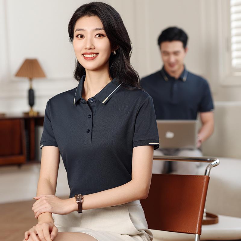 Unisex Summer Breathable Short Sleeve Polo Shirt with Turn-Down Collar for Corporate Group Customization