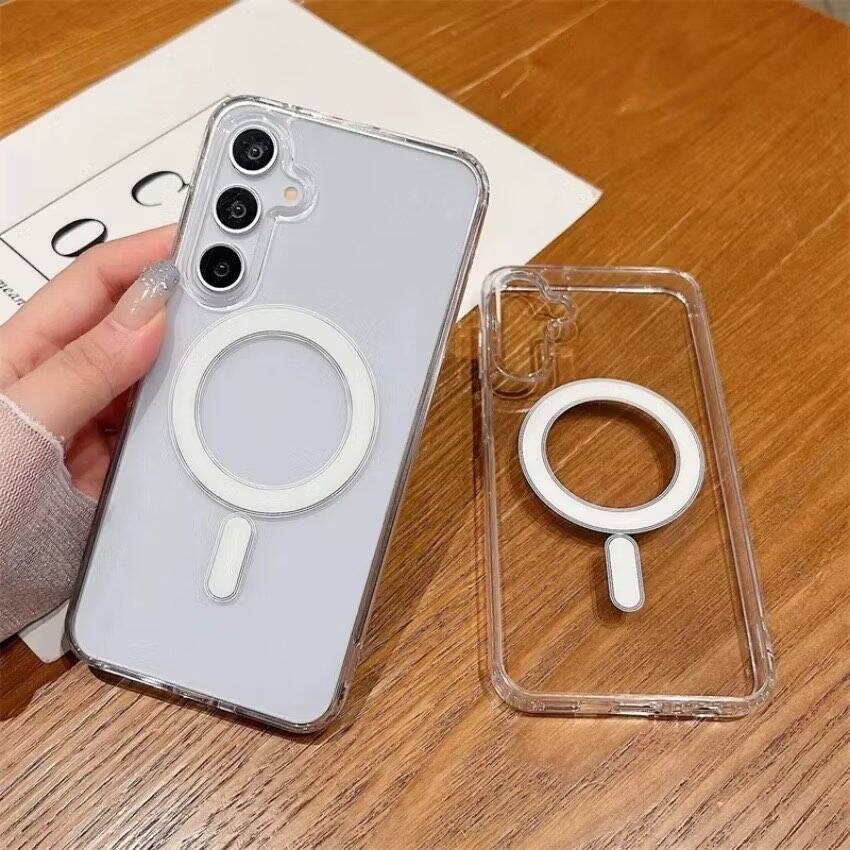 For Samsung Galaxy S21 S23 S24 S25 FE S22 S26 Ultra S26 Plus S25 S26 Edge Clear Crystal Acrylic Magnetic  Shockproof Case