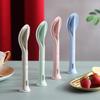 3 In 1 Portable Cutlery Set Travel Reusable Cutlery Set Japan Style Wheat Straw Knife Fork Spoon Dinnerware Kitchen Tableware