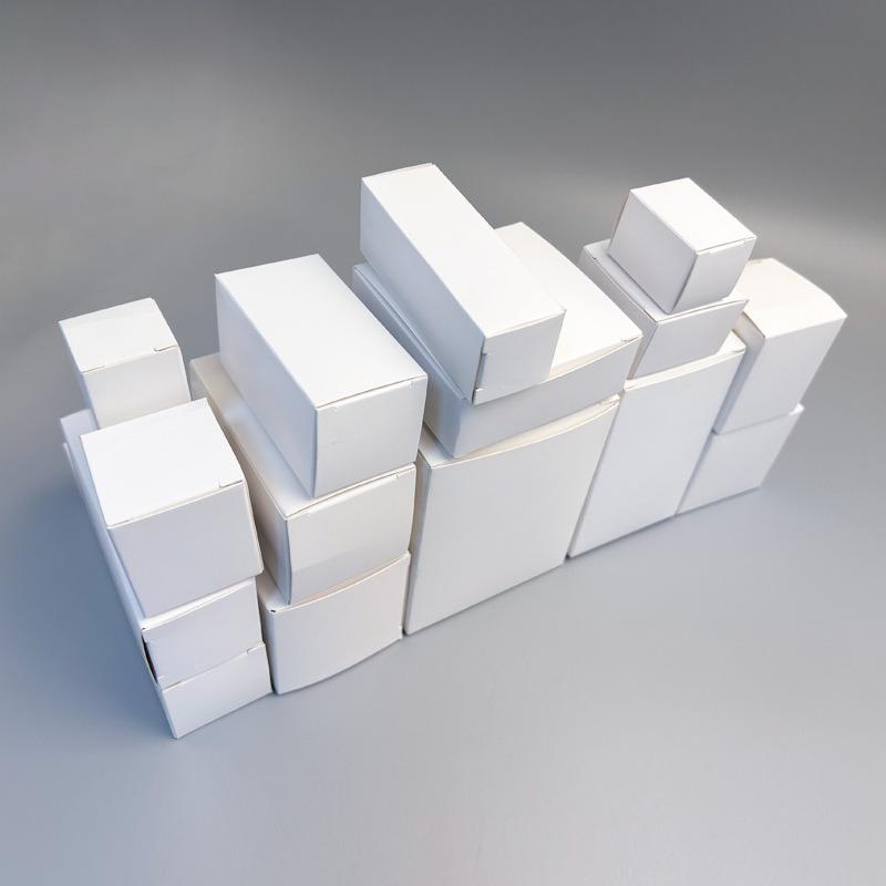 

100pcs White Cardboard Box Multi Sized Blank Rectangular Paper Cartons Suitable for Lipstick Perfume Essential Oil Bottle Gift Packaging Boxes 3x3x3cm 100pcs