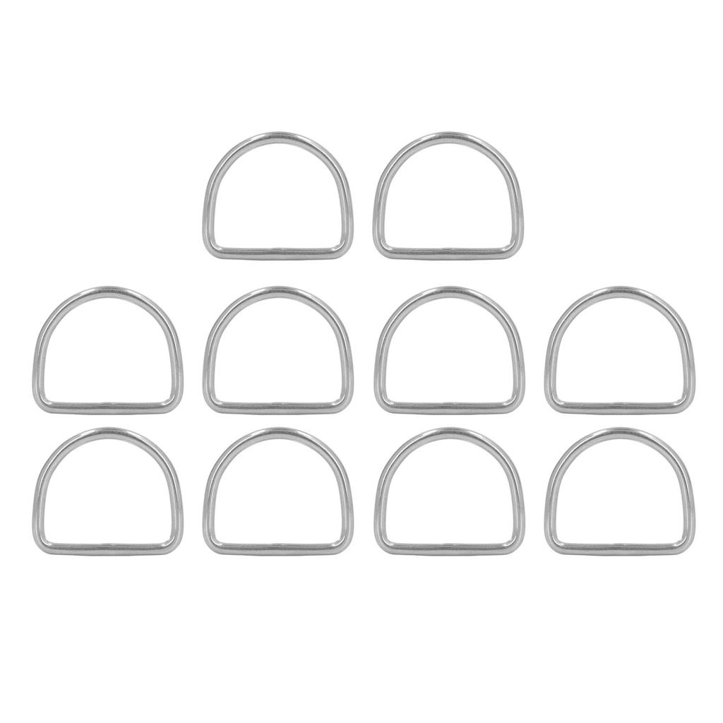 10Pcs 316 Stainless Steel D Rings 3mm Seamless Welding Half Round Rings Surfboard Kayak Accessories 25x18x3MM