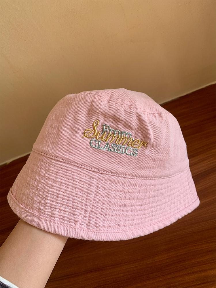 Bucket hat new spring and summer solid color letter basin hat versatile bucket hat sunscreen visor hat