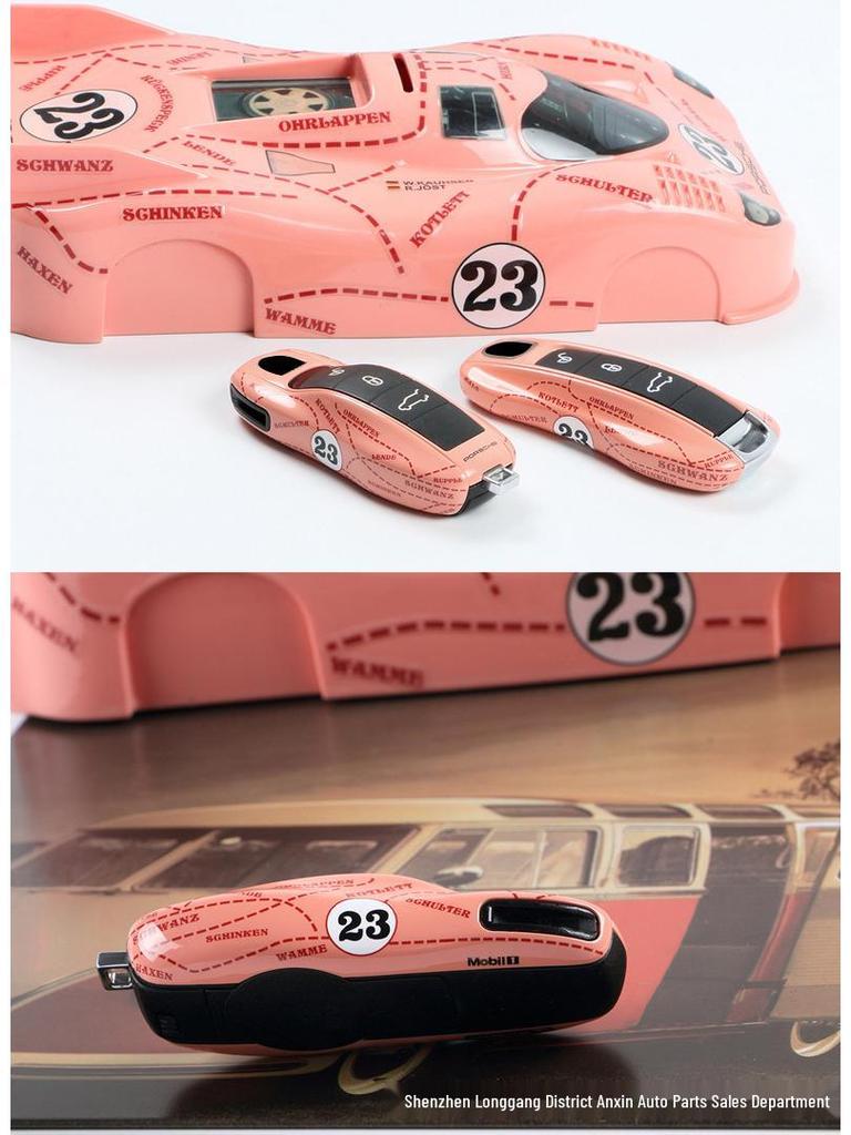 Suitable for Porsche Pink Pig Key Shell New Cayenne, Panamera, MACAN, 718 Car Key Shell & Pendant
