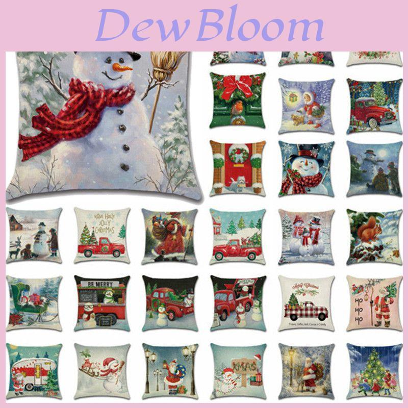 Festive Christmas Cushion Cover Featuring Charming Snowman And Santa Claus Design For Cozy Home Decor
