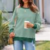 Women's Long Sleeve Striped Neck Sweatshirt, Casual Loose Fit Pullover