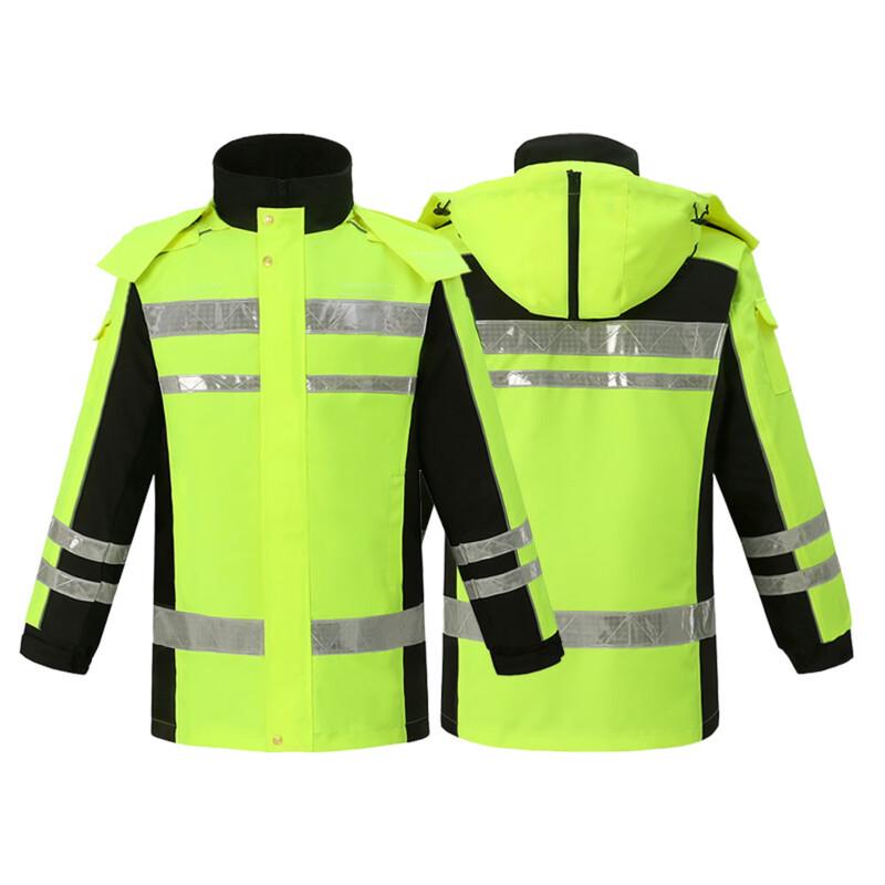 Reflective Traffic Duty Padded Rain Jacket (Two-Piece)