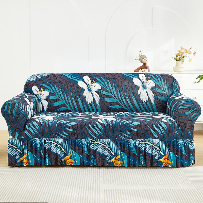 Printed Sofa Cover Stretch Couch Covers Patterned Slipcovers With Skirt Washable Spandex Furniture Protector For Living Room