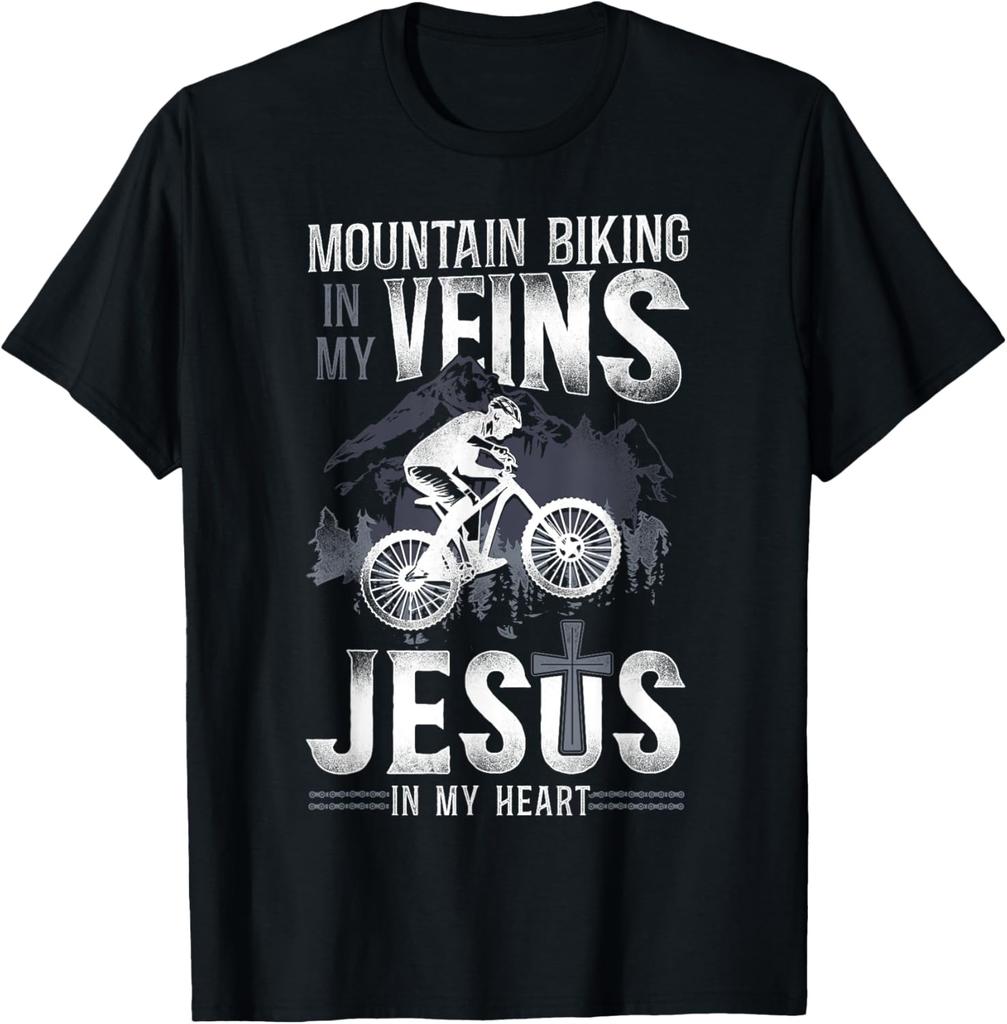 All I Want Is Jesus My Mountain Bike Christian Funny Biker TShirt Unisex Summer Streetwear Tops Vintage T Shirt Camisas