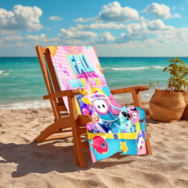 Personalized customized proof beach towel with Game Fall Guys pattern - soft, absorbent,quick-drying,perfect