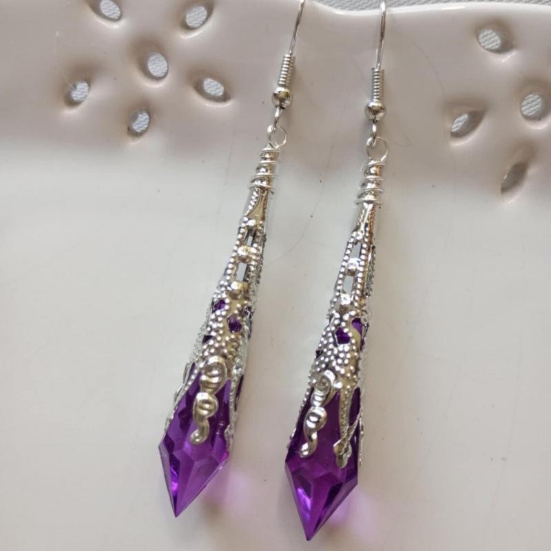 Retro Purple Victorian Gothic Halloween Earrings