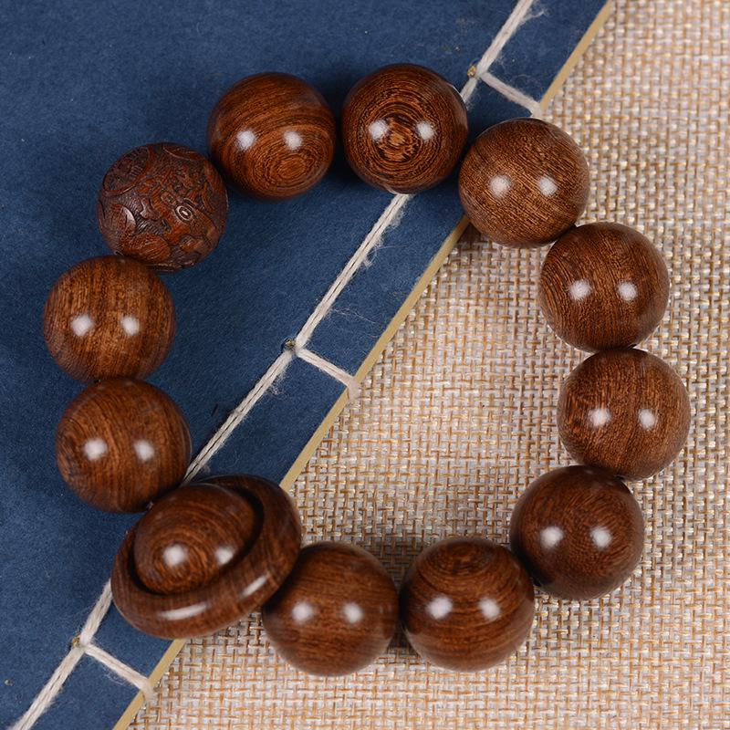 Golden Sandalwood 2.0 Bead Bracelet: Wooden Prayer Jewelry for Men, Women, Couples.