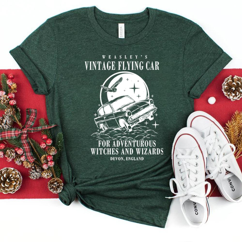 Vintage Fiying Car T Shirts Universal Shirt Unisex Harajuku Vintage Aesthetic ShortSleeve TShirts Oversized Streetwear Couples
