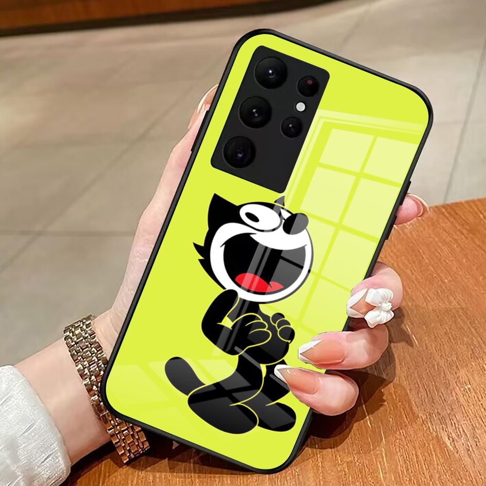 Felix The Cat Handyhülle für Samsung S26 S25 Edge Ultra 23 22 21 20 Ultra Plus S24 Fe Glasabdeckung