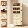40-60cm Wide Transparent Foldable Double Door Floor Storage Cabinet with Multiple Layers