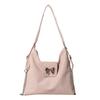 Bolsa tote portátil personalizada com laço para mulher, mochila casual versátil multiuso, bolsa de ombro mensageiro texturizada