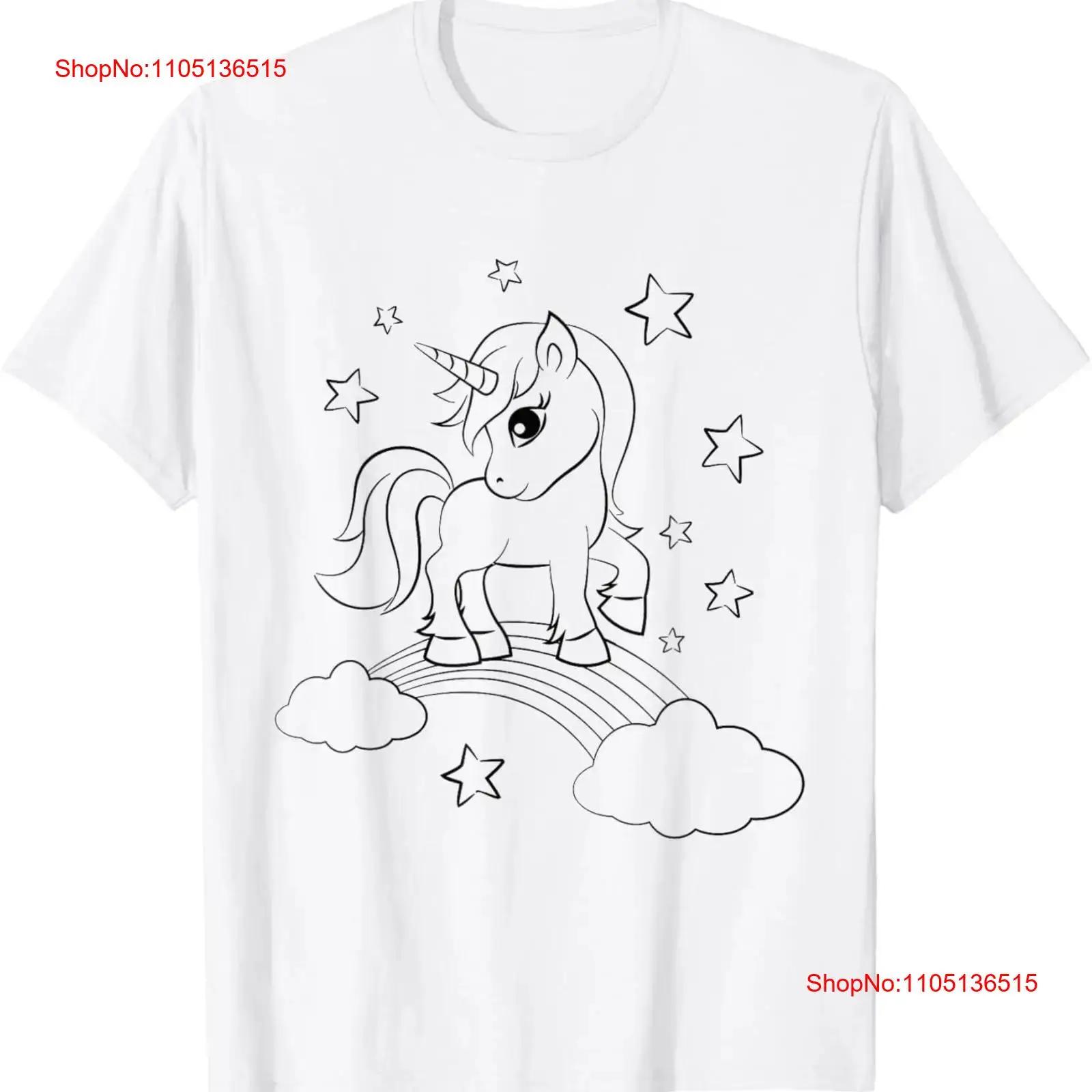 

Coloring shirt unicorn for girls DIY T to paint on vintage Washed Unisex graphic Soft fashion Casual Stylish streetwear 5XL різнокольоровий