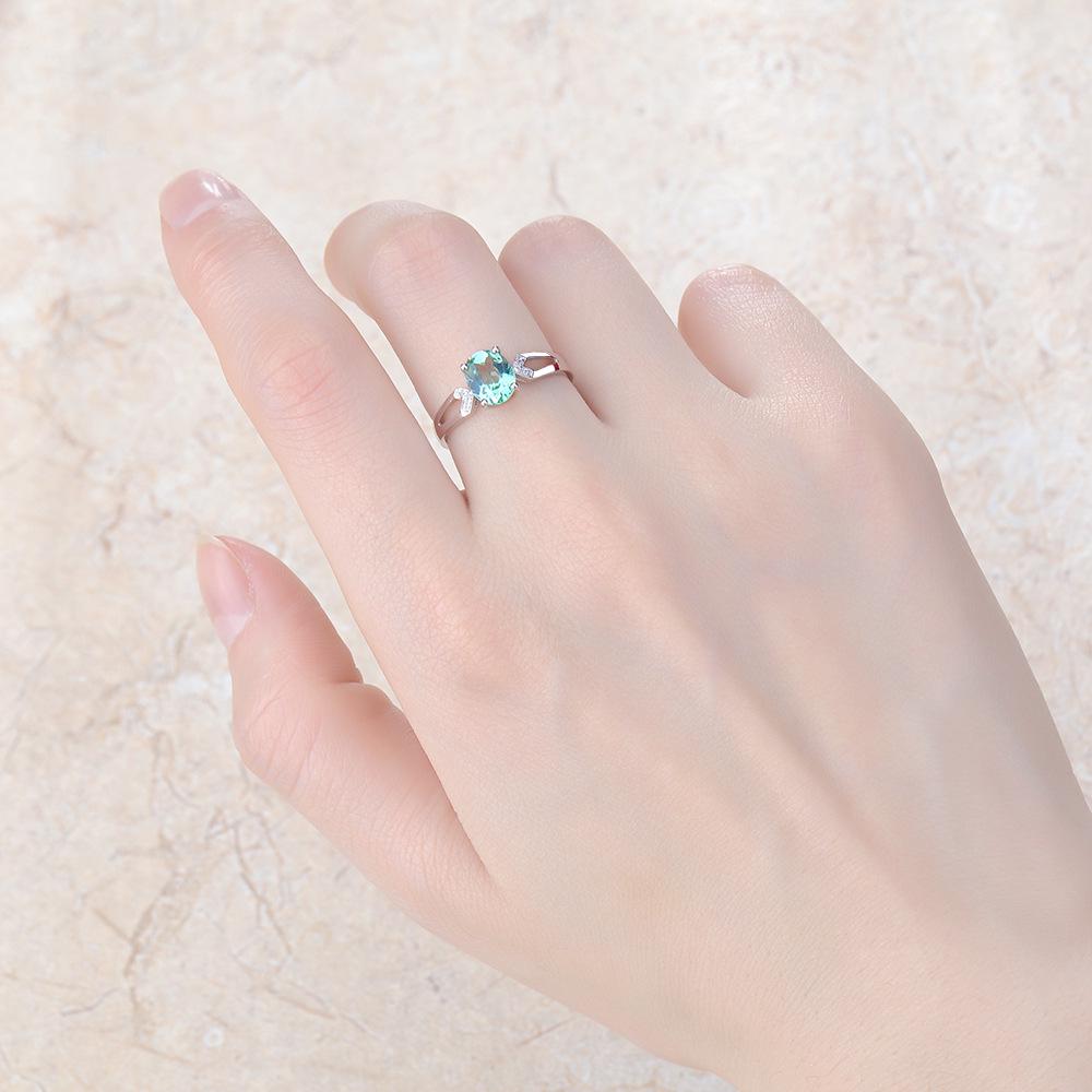 Cincin Turquoise Alami Nyata 925 Perak Murni Cincin Jantung Batu Emstone untuk Wanita Pernikahan Perhiasan Pertunangan Janji Cantik