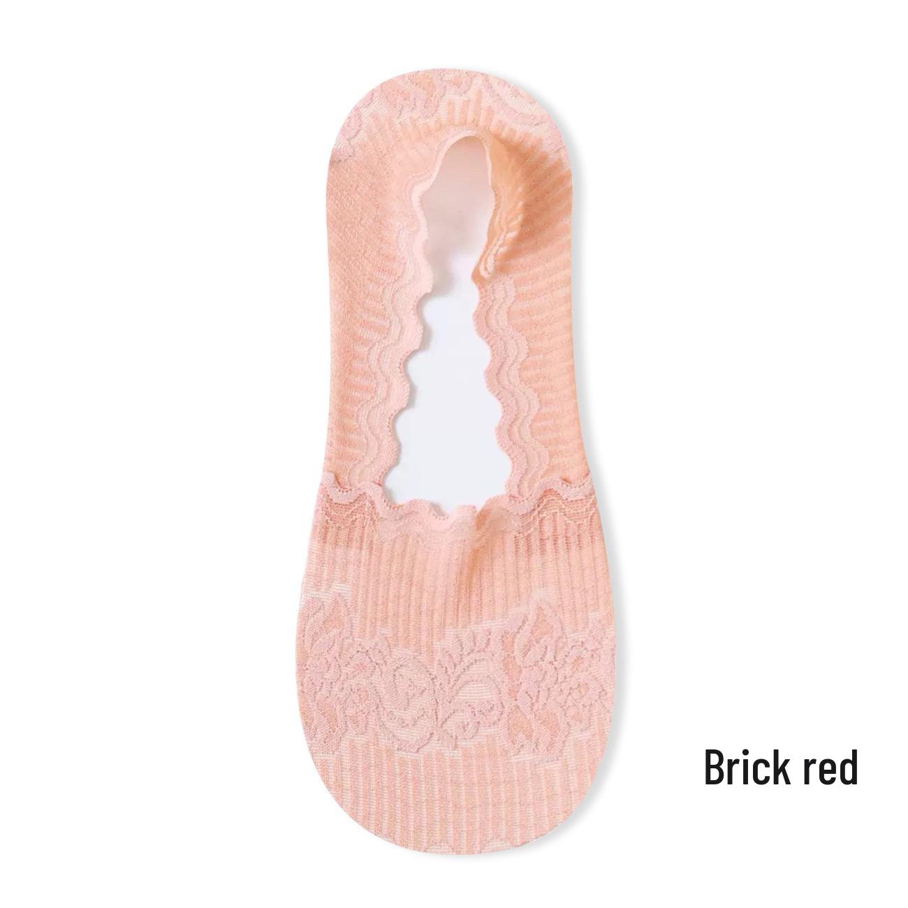 Женские низкие носки-лодочки с кружевом - Чистый хлопок, Нескользящие, Дышащие, Летние тонкие, Нескользящая пятка, Короткий стиль. Bare socks