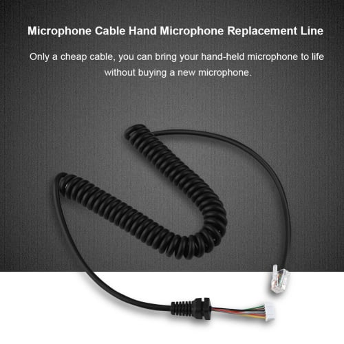 Microphone Cable, Portable Car Radio Handheld Microphone Line for YAESUMH-48A6J, MH-42B6J, FT-1500, FT-1500M, FT-7800, FT-8800, FT-8900, FT-7100M, FT-