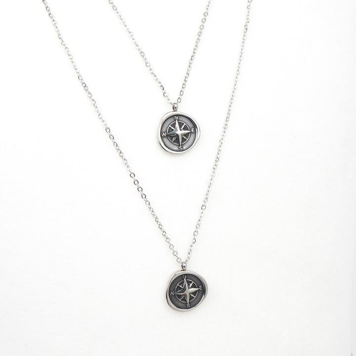 Glory_Arden [Unisex] Surgical Steel Daily Compass Necklace / Ghmn-158