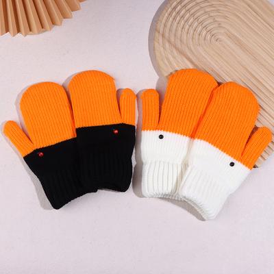 1 Par de Luvas de Tricô Fofas e Engraçadas de Ganso Para Mulheres Inverno Forradas com Lã Espessadas de Camada Dupla Quentes à Prova de Frio