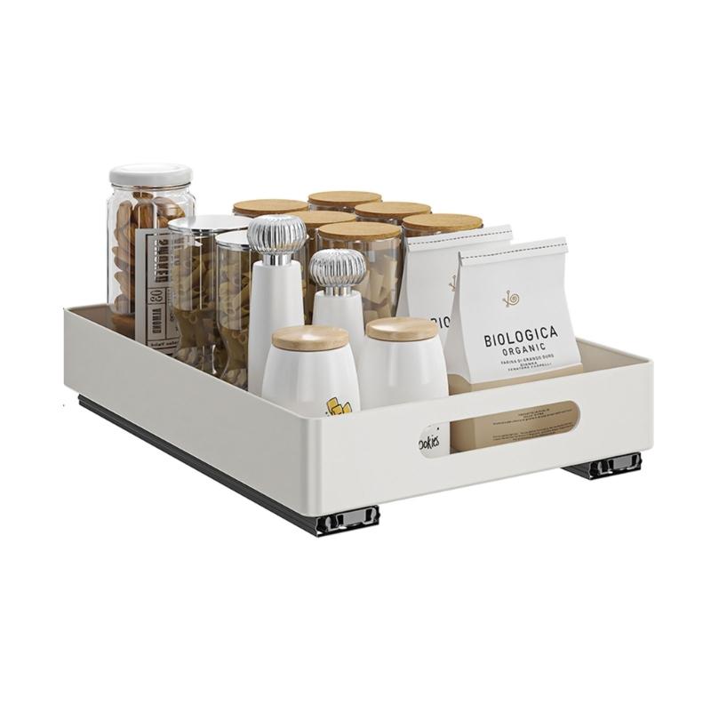 Extendable Drawer Easy To Install Sliding Storage Rack No Drilling Condiment Shelf Storage Shelves for Kitchen Cabinet