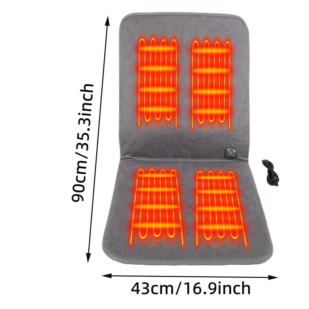 Portable outdoor heated seat cushion, foldable heating pad, 3 temperature settings, automatic power-off after 10 hours, overheat protection.