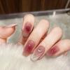 European-Style Medium-Long Detachable Nails with Ice Transparent Finish and Super Shiny Rhinestones