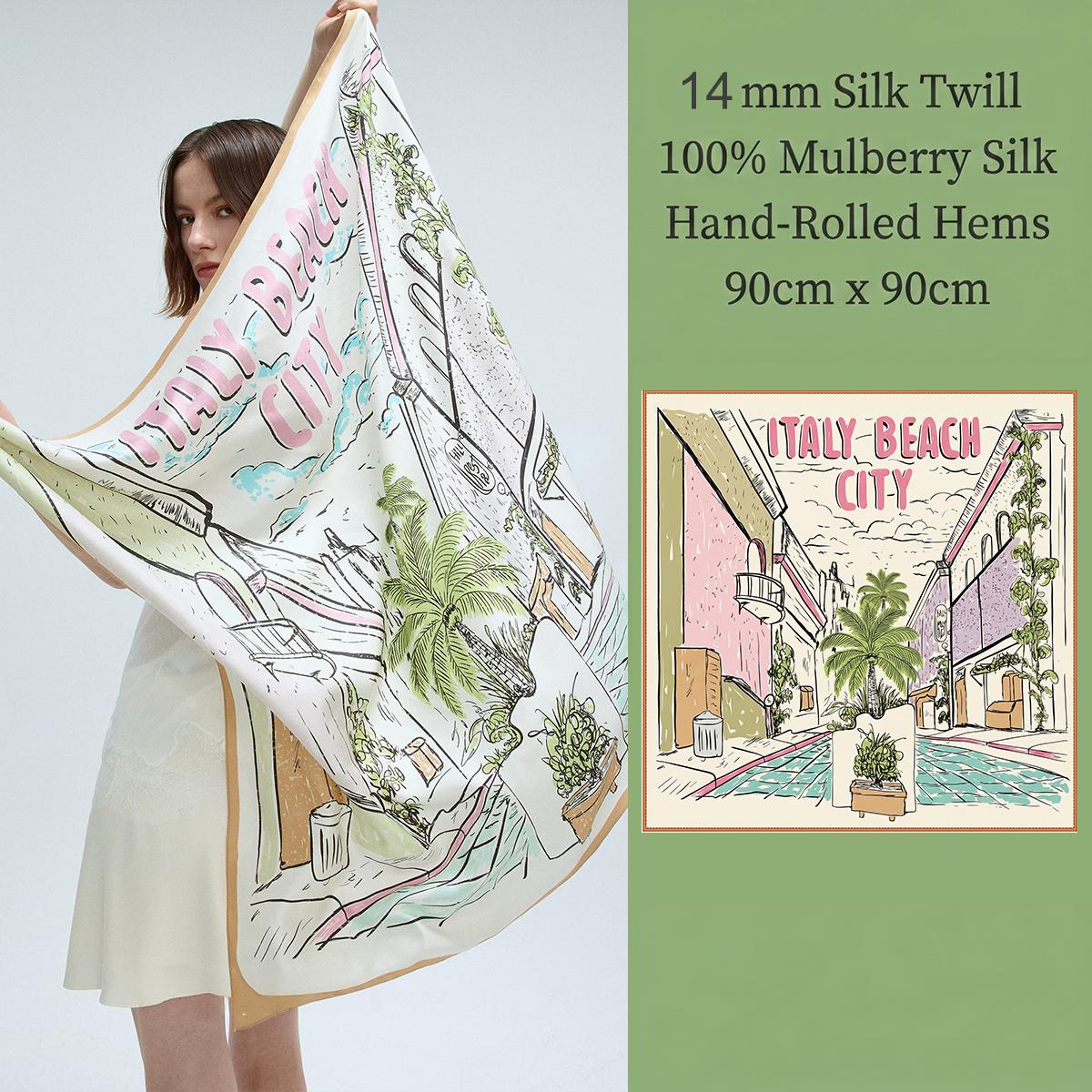 2026 Customizable 90x90cm Twill Silk Scarf Luxury 100% Mulberry Silk Women Square Bandana Headscarf Low MOQ Custom Printing